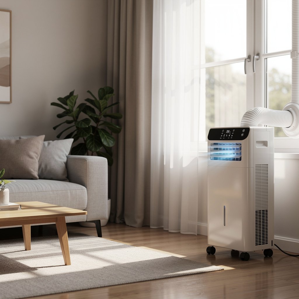 Climatisation réversible mobile dans un salon